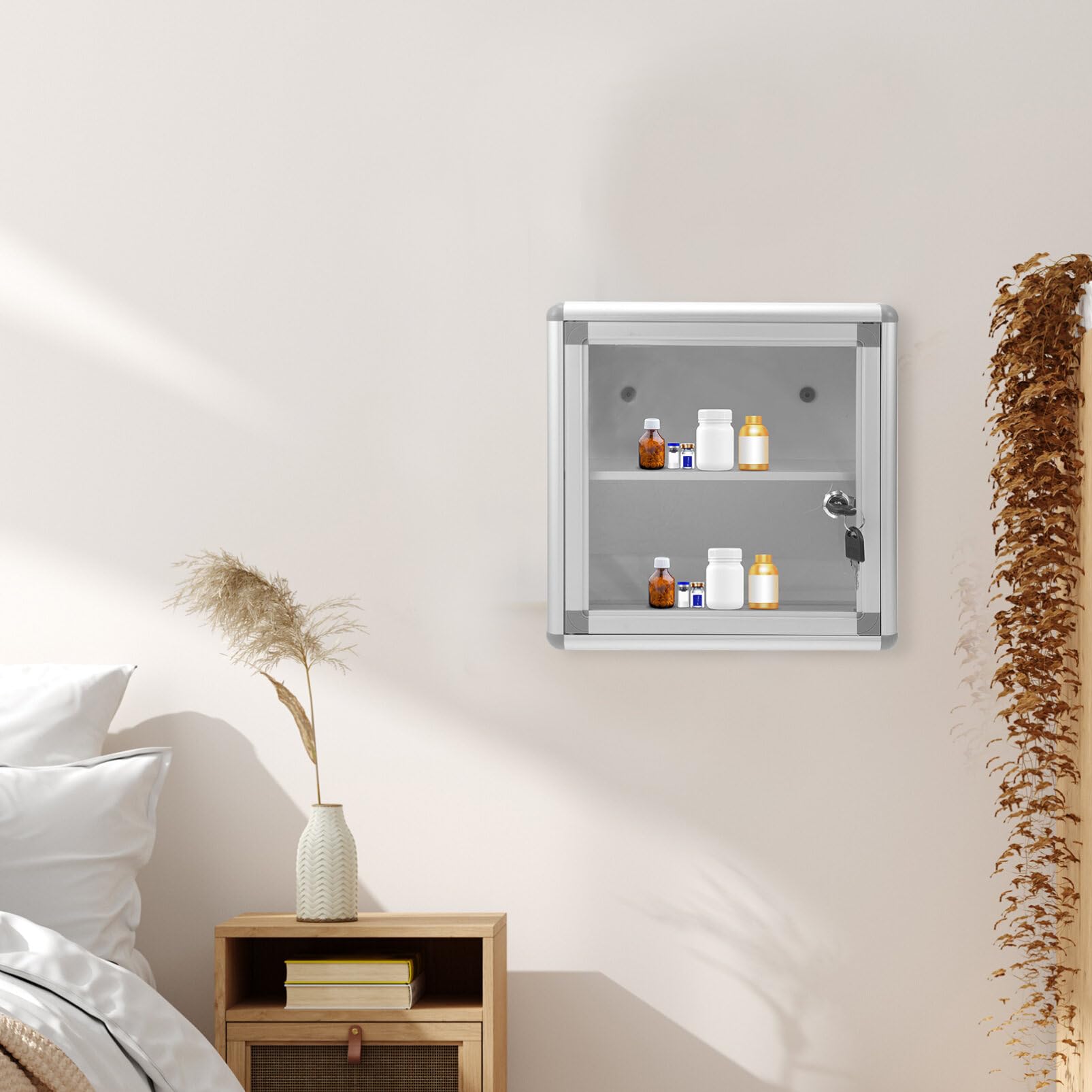 Caja De Medicina Colgante con Cerradura Botiquín De Primeros Auxilios De Aluminio Almacenamiento Visible Y Seguro para Hogar Y Actividades Al Aire Caja Organizador De Medicina Multiusos