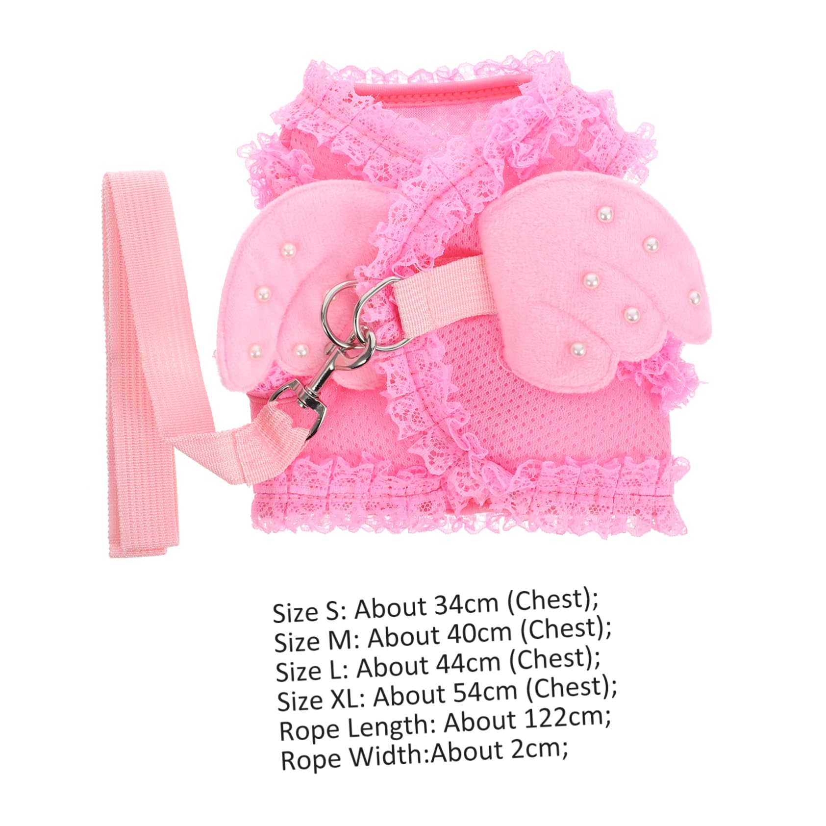 BESTonZON Adorable Pink Pet Harness for Cats and Dogs Lightweight Breathable and Durable Angel Design Vest for Comfortable Walking and Training