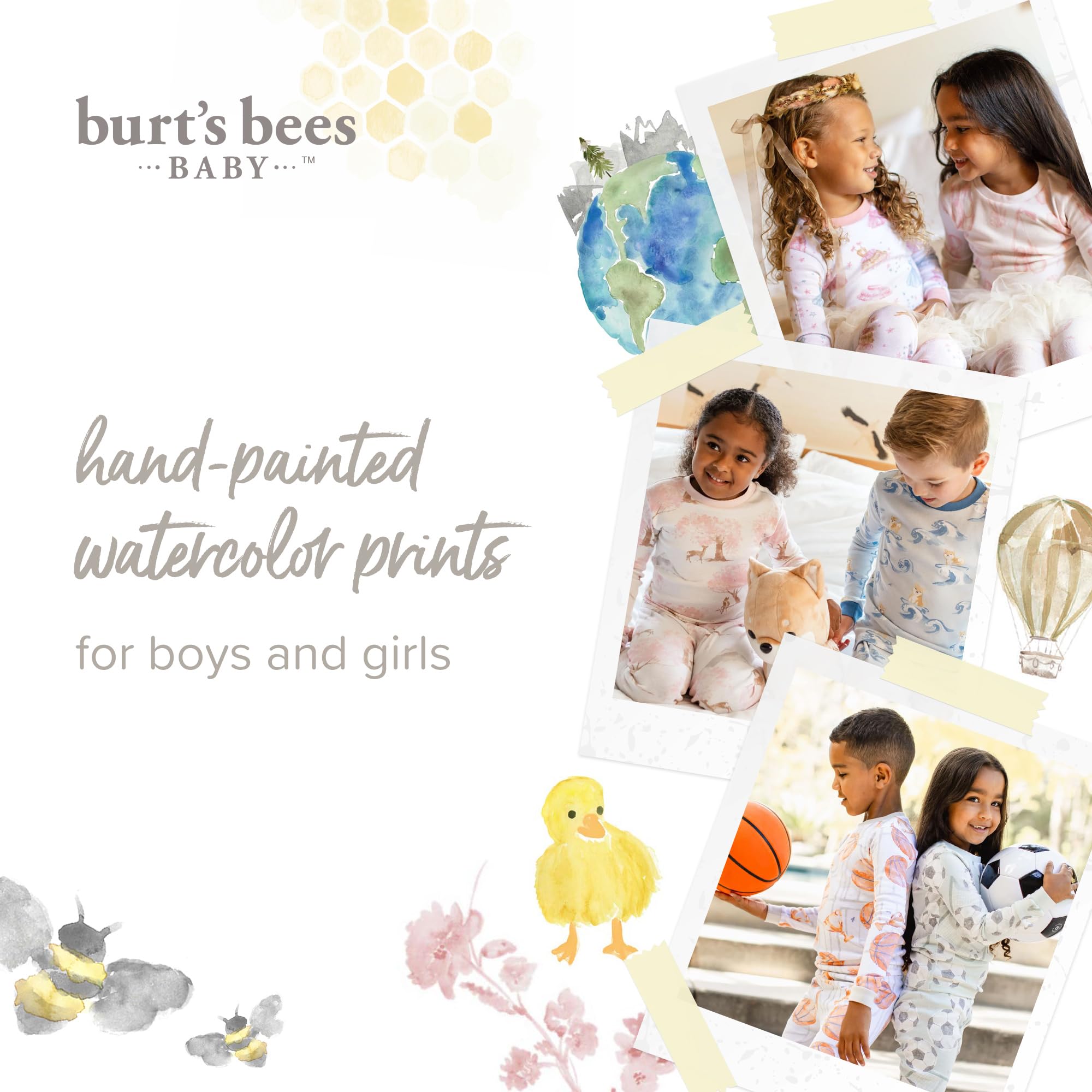 Burt's Bees Baby Toddler Cloud Bee Tee & Pant Set Pantaloni del Pigiama per Bambino e Neonato Bambine e Ragazze (Pacco da 1)