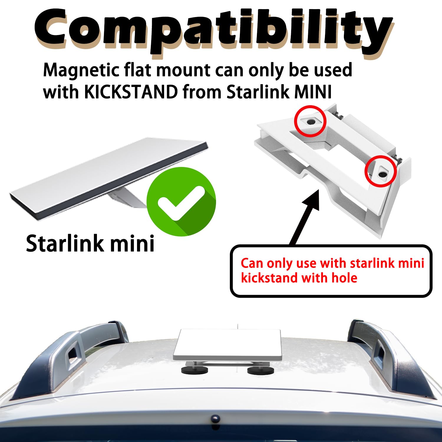 120 kg Starlink Mini magnetyczny zestaw do montażu na dachu samochodu, wytrzymały uchwyt magnetyczny do Starlink Mini, używany z mini podpórką Starlink z wersją z otworem