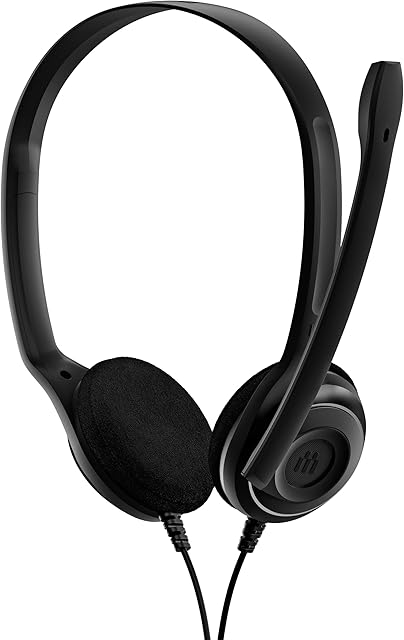 EPOS PC 8 USB On-Ear Headset With In-Line Volume Control - Secure Fit Headband - No Slippage - Passive Noise-Cancellation Adjustable Microphone - for Internet Telephone Users and E-Learners