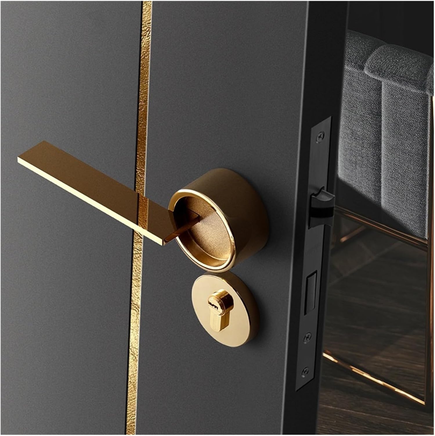 Golden Door Lock Handle Lock Indoor Bedroom Magnetic Silent Split Door Lock Room Door Household Door Handle Lock Door Lock