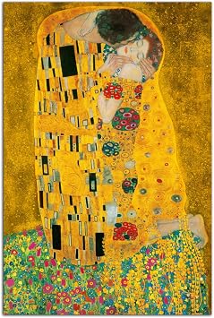Gustav Klimt The Kiss Art Painting Poster Print Canvas Decor Painting Wall Art Room Aesthetics Bedroom Bathroom Decor Picture 24x36inch60x90cm-Unframed