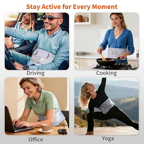 Miniatura 6 de Soporte de espalda para aliviar el dolor de espalda baja con sistema de soporte ergonómico 8X, cinturón de apoyo lumbar de punto 3D transpirable