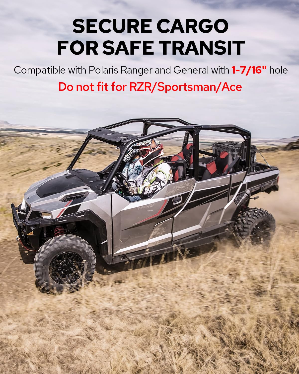 Benlari 2,5 cm ATV Spannanker Schloss und Ride Eisen Gummi passend für Polaris RZR Sportsman Ace 2013-2025 Schwarz
