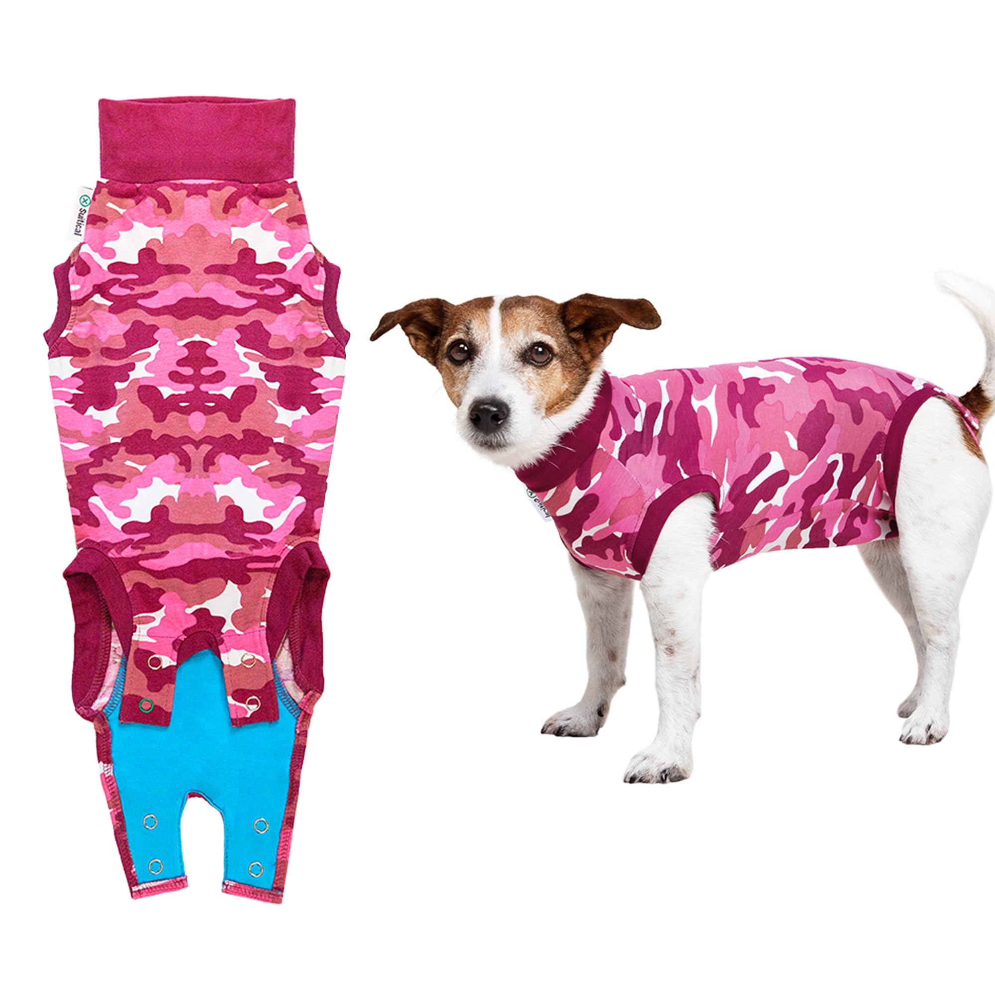 Suitical Recovery Suit for Dogs | Spay and Neutering Dog Surgery Recovery Suit for Male or Female | Soft Fabric for Skin Conditions | 3XS | Neck to Tail 8.7”- 13.8” | Pink Camouflage
