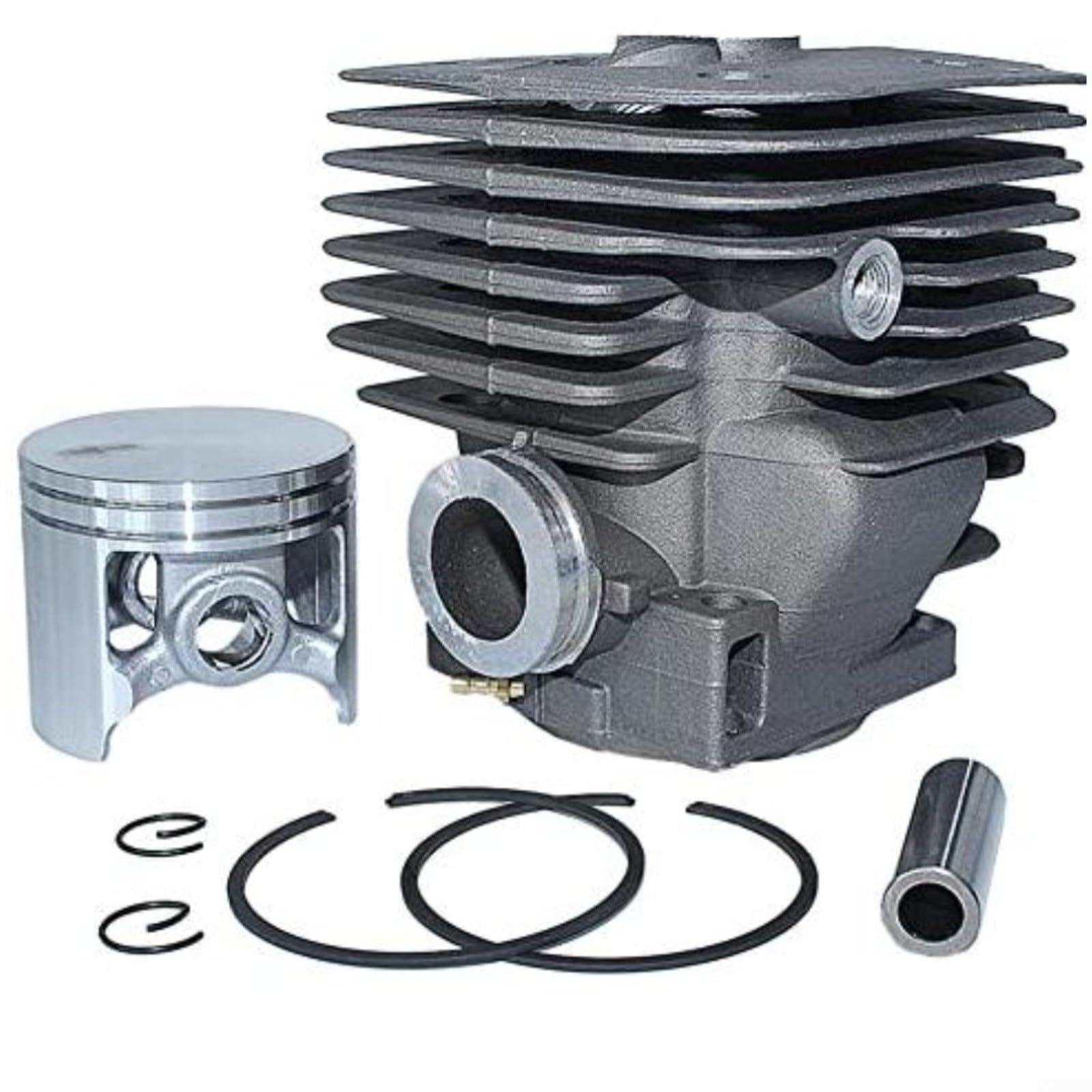 Juego de cilindros de motosierra H395 de 56 mm de diámetro de aleación de aluminio para H395XP para juntas de pistón, almohadillas de escape, uso profesional forestal (B)