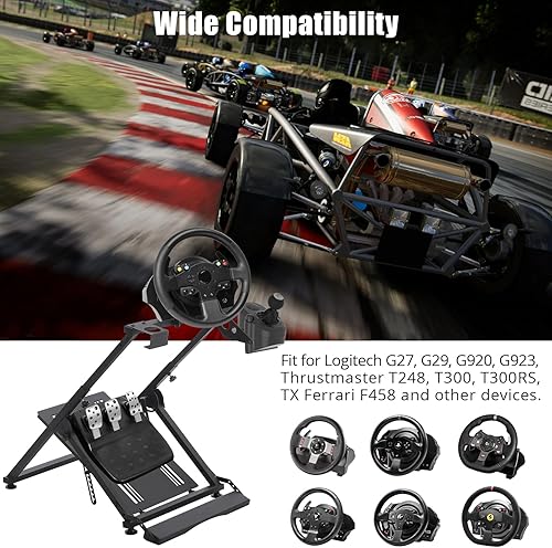 Miniatura 2 de Garvee Soporte para volante de carreras, soporte para volante compatible con Logitech G25 G27 G29 G920 Thrustmaster T330TS Gaming Cockpit altura