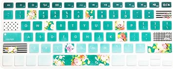 HRH Silicone Keyboard Cover Skin for MacBook Air 13,for MacBook Pro 13/15/17 with or w/Out Retina Display, 2015 or Older Version,for iMac Older,USA Layout,Artistic Rose Flowers in Green