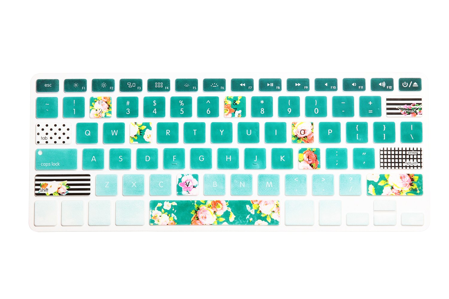 HRH Silicone Keyboard Cover Skin for MacBook Air 13,for MacBook Pro 13/15/17 (with or w/Out Retina Display, 2015 or Older Version),for iMac Older,USA Layout,Artistic Rose Flowers in Green