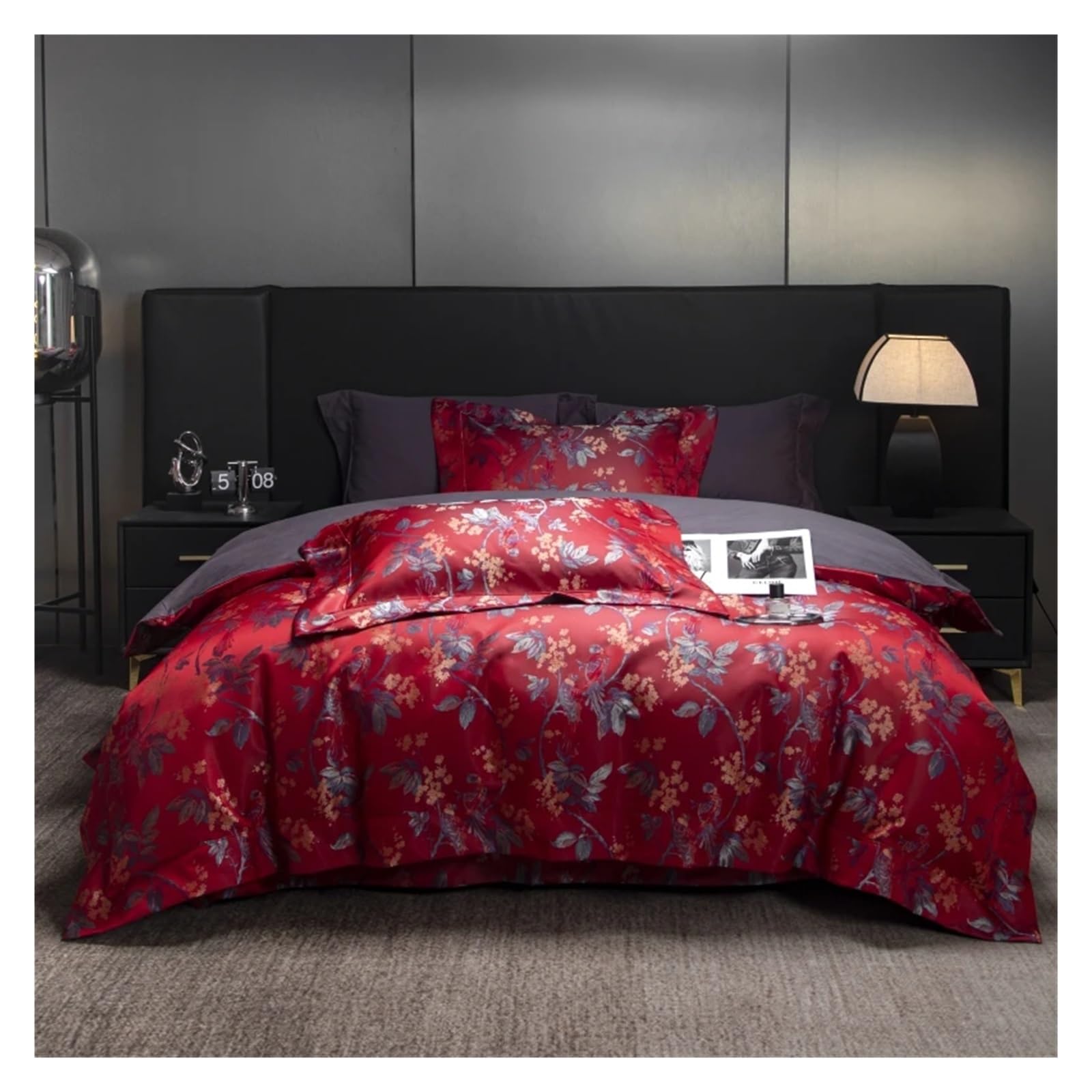 ErZhuiZi 4 Pezzi Set Copripiumino Matrimoniale Cotone Lusso Biancheria Da Letto King Size Copripiumino Trapuntato Con Lenzuolo E 2 Federe,6-200 * 230cm - Foto 10
