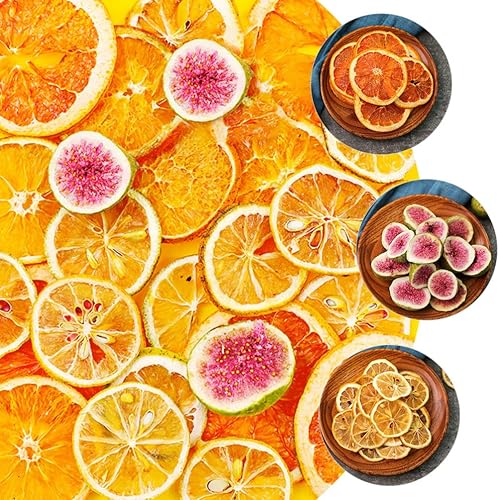 Miniatura 9 de Beavorty Decoración de mesa de comedor, rebanadas de frutas secas naturales, rebanadas de verduras, rodajas de limón, naranja, pomelo, accesorios