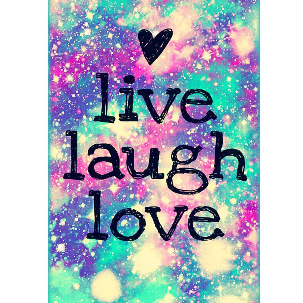 Own4b Live Laugh Love Diy 5D Diamond Painting By Numbers Kits, Colorful Quotes Inspirational Word, Full Drill Rhinestones Paint With Diamonds Crystal Diamond Art (Live Laugh Love)