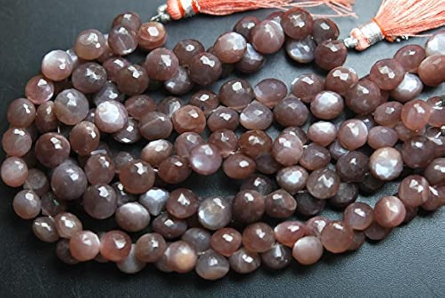 Pierre de lune chocolat perle oignon facettée pour fil création collier