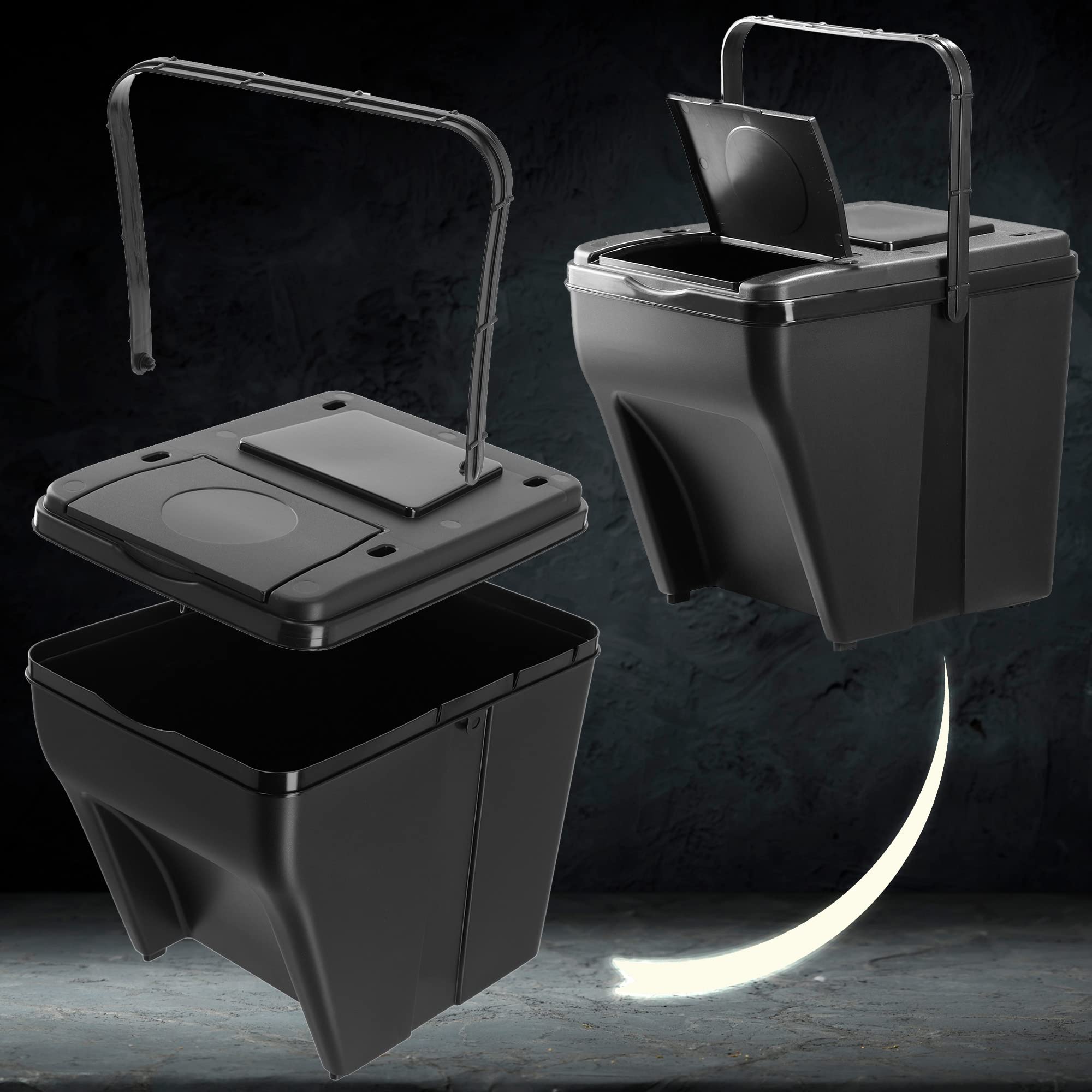 KADAX Pattumiera Impilabile con Coperchio per la Raccolta Differenziata, Bidoni della Spazzatura in Plastica per Esterni ed Interni (Set di 3, 25 L)