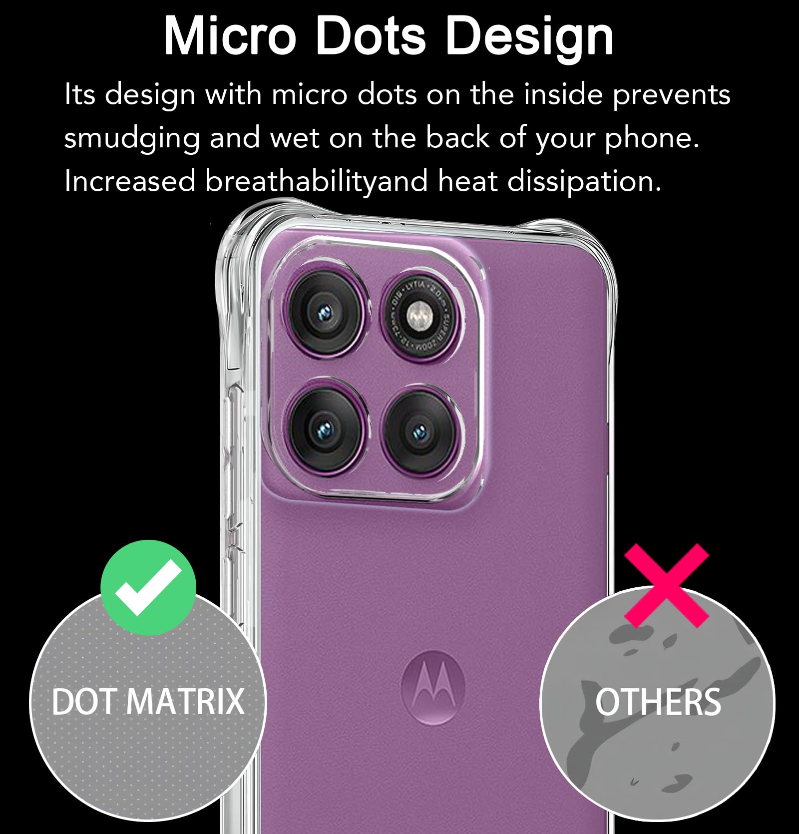 USTIYA Funda para Motorola Moto Edge 60 Pro de TPU transparente de cuatro esquinas de grado militar, funda protectora transparente suave