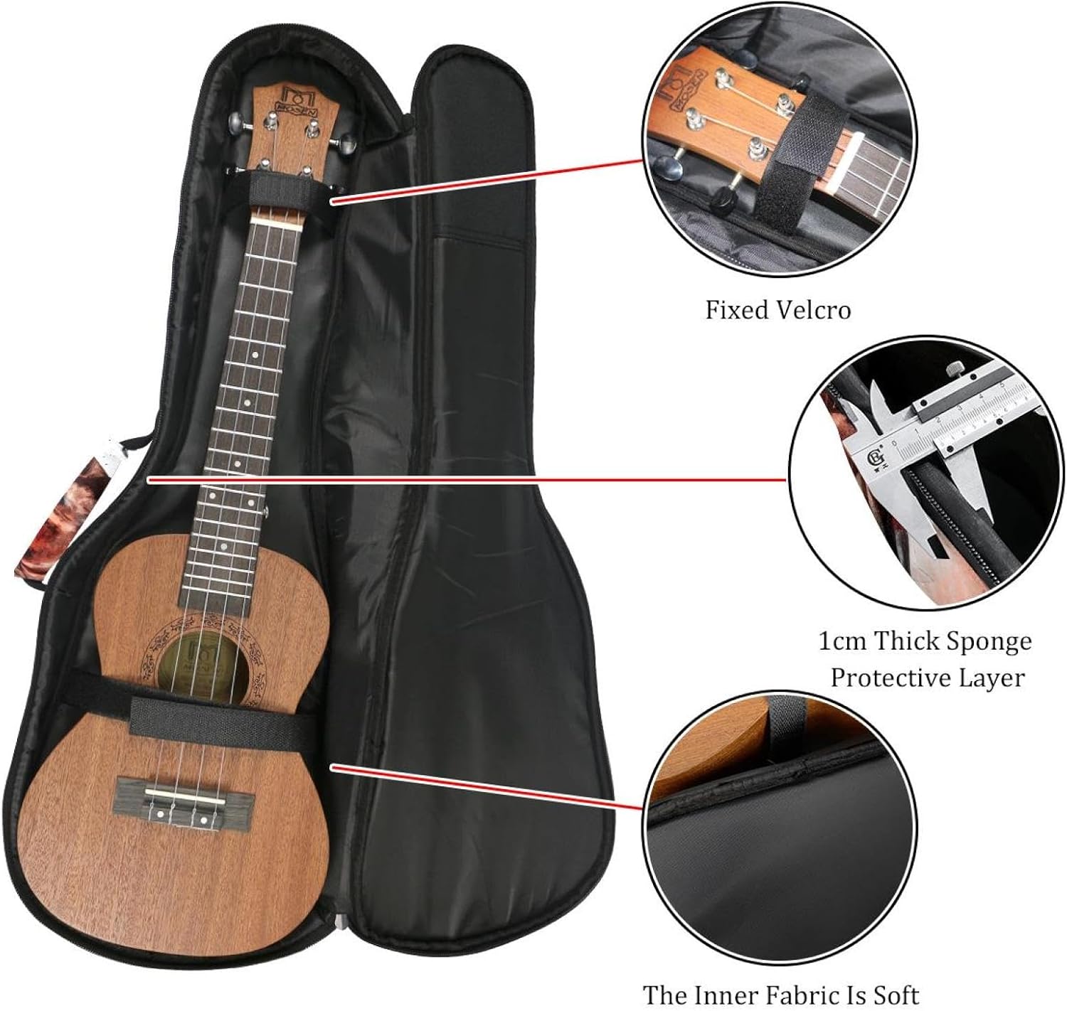 Waterproof Ukulele Case, Durable Padded Bag Backpack for 23 Inch Concert Ukulele, Watercolor Horse