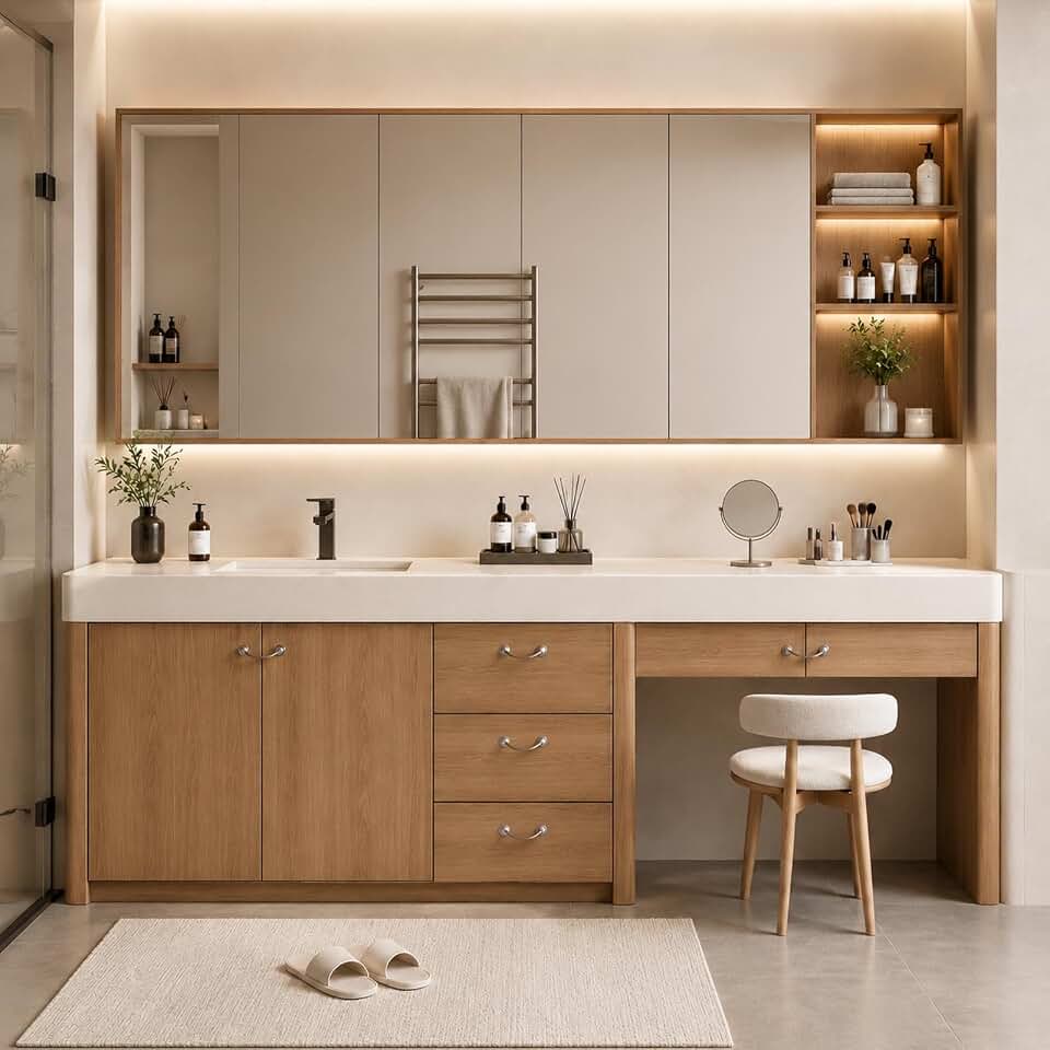 120 IN Freestanding Bathroom Vanity with Sink Single - Makeup Area & Mirror