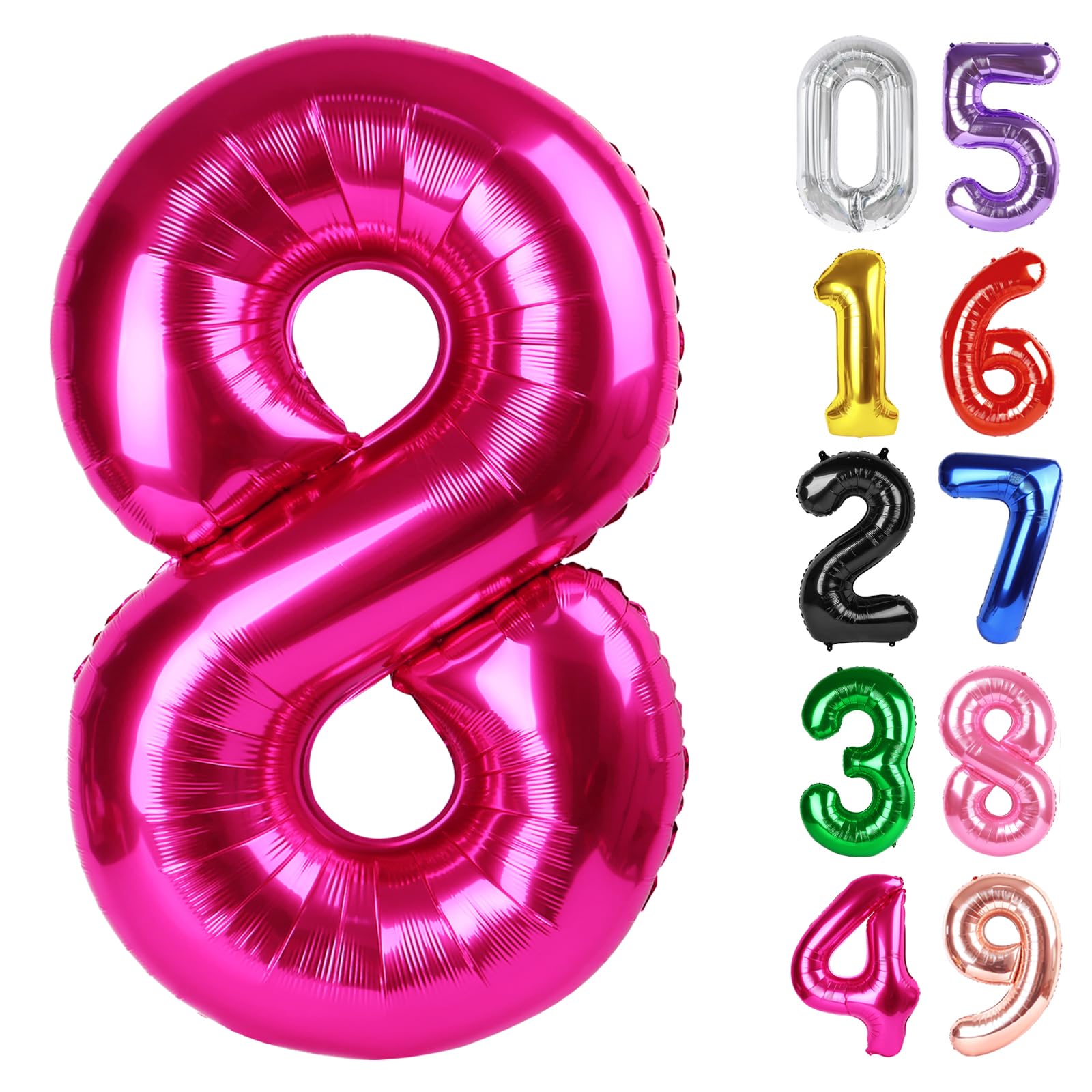 Hot Pink Number 8 Balloon 40 Inch, 8th Birthday Decorations Men Women