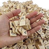 Vista 3 de TIHOOD 1000 letras de Scrabble para manualidades, azulejos de madera, decoración de regalo de bricolaje, hacer posavasos del alfabeto y juego