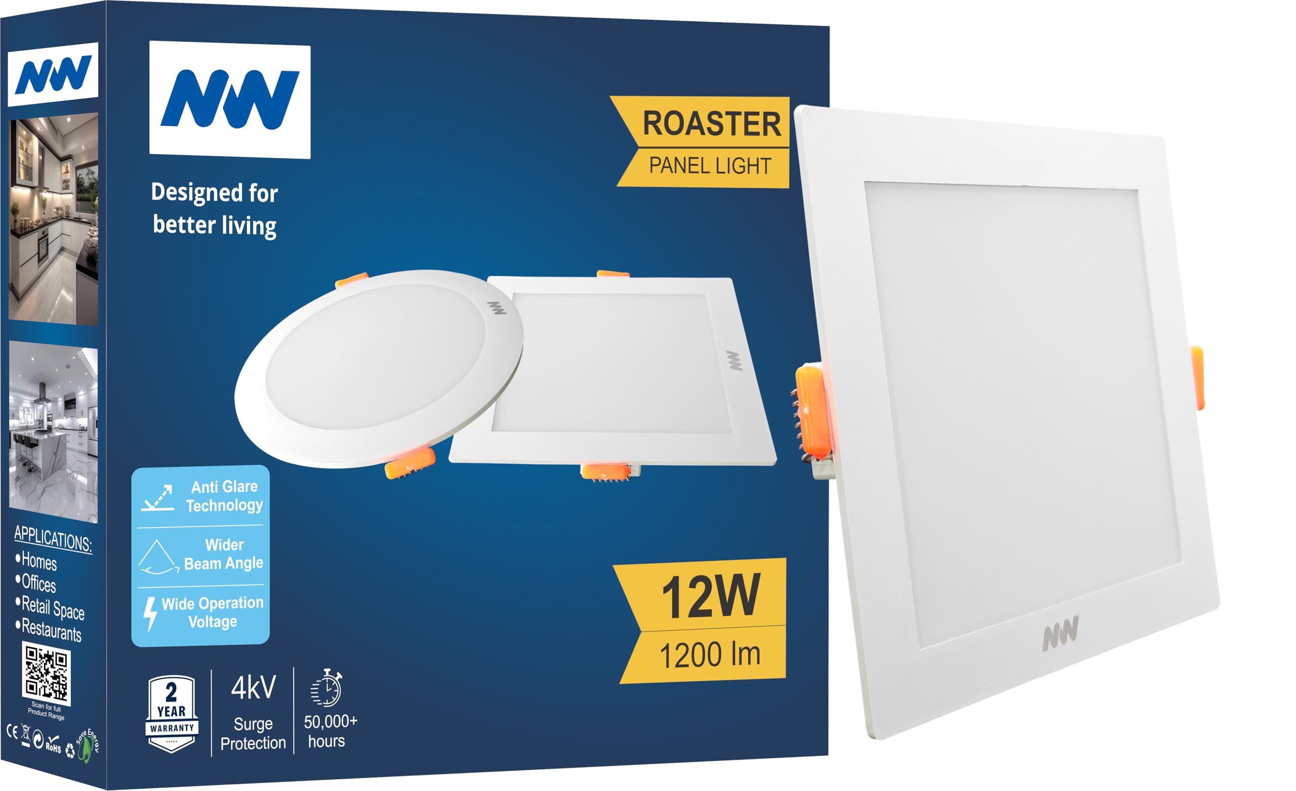 NW 12W Roaster Square LED Panel Light | Concealed Ceiling Downlight | False Ceiling Recessed Light | Energy Efficient | High Brightness | 2 Year Warranty | Light Color- Natural White (Pack of 1)-image-22