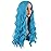 MapofBeauty 28 Inch/70 cm Long Wavy Middle Part with No Bangs Synthetic Fiber Curly Fashion Women Party Cosplay Wig (Cyan Blue)