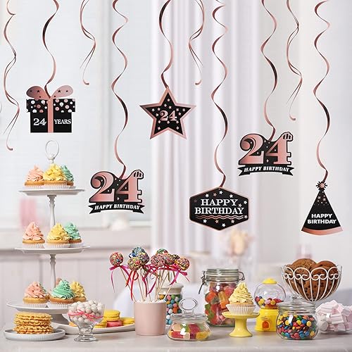 Miniatura 186 de LINGTEER Happy 65th Birthday Decorations Set - 12Pcs Black & Gold Swirls Streamer,Happy Birthday Bunting Banner,Cheers to 65 Years Old Bday Party