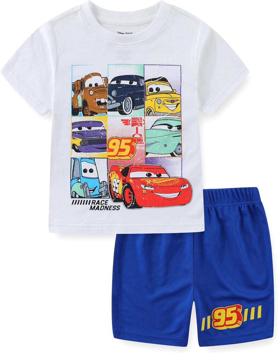 Cars Boys Short Sleeve T-Shirt and Shorts Set for Toddler Little to Big Kids