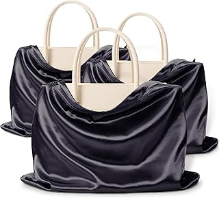 3 Pack Silky Dust Bags for Shoes and Purses, Satin Drawstring Bag for HandBags Boots - Black Shoe Bag Silk Dust Cover Bag Protector Travel Storage Pouch(19.6 x 15.7 In)
