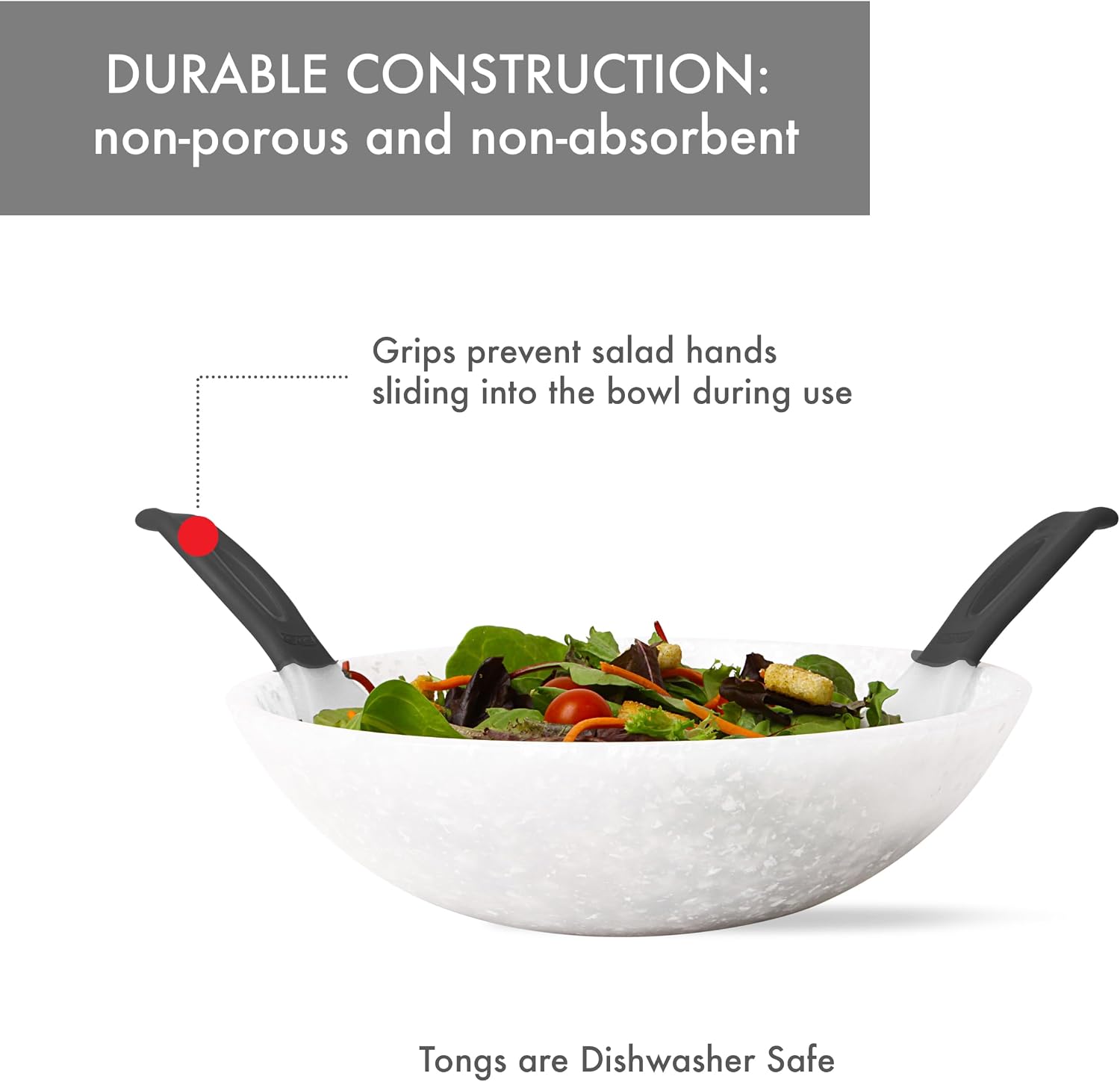 Dexas Long Handled Salad Hands, Gray, BPA-Free Salad Tossing and Serving Tools