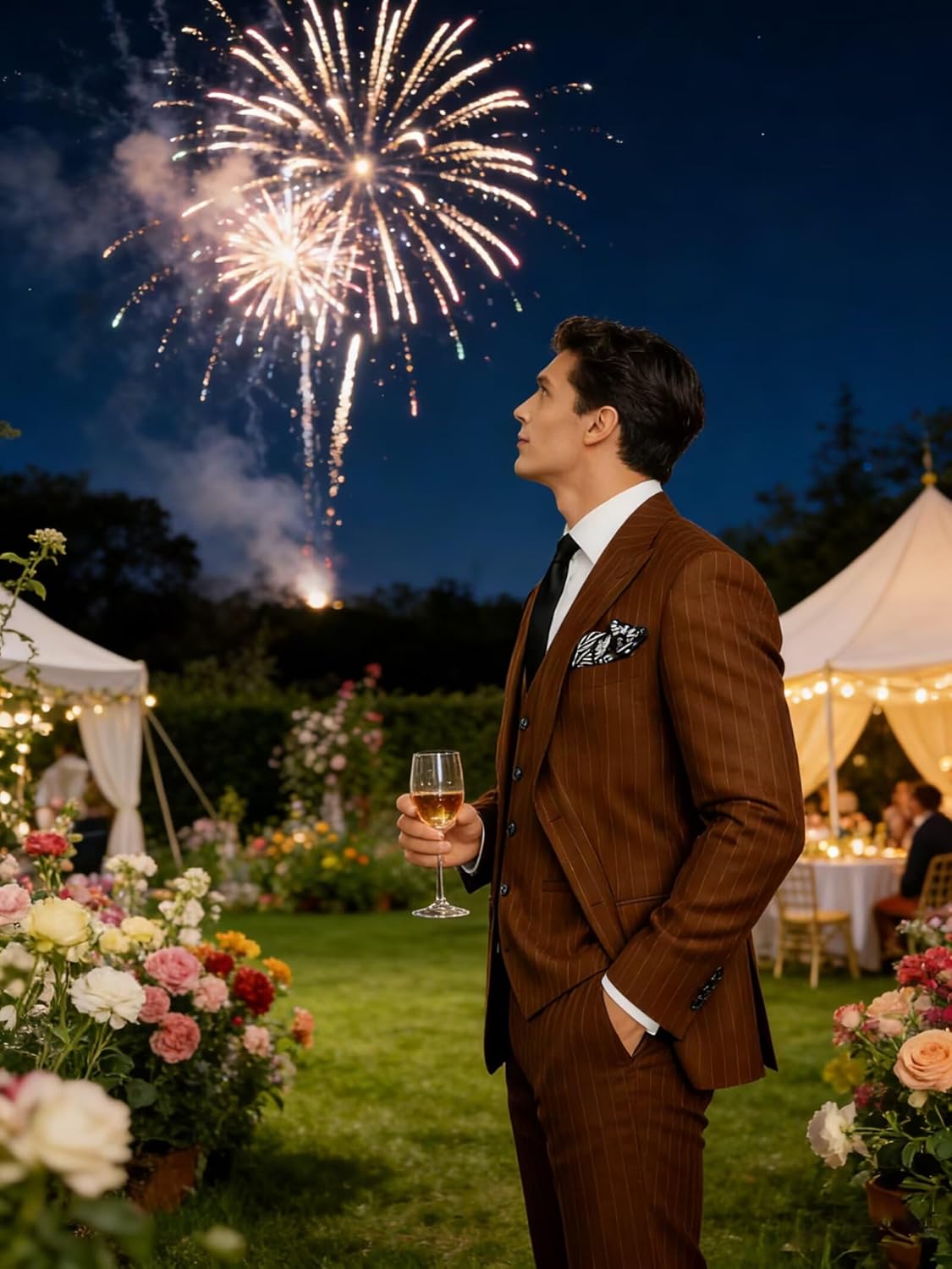 ORBITRAY Suit for Men 3 Piece Striped Blazer Vest Pants Single Breasted Pinstripe Suit Business Set