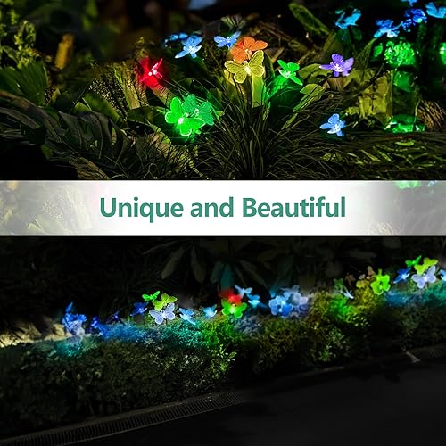Miniatura 7 de Luces solares para exteriores, 8 modos de flash luces solares de jardín impermeables para exteriores, panel solar separado de 1200 mAh, encadenado a