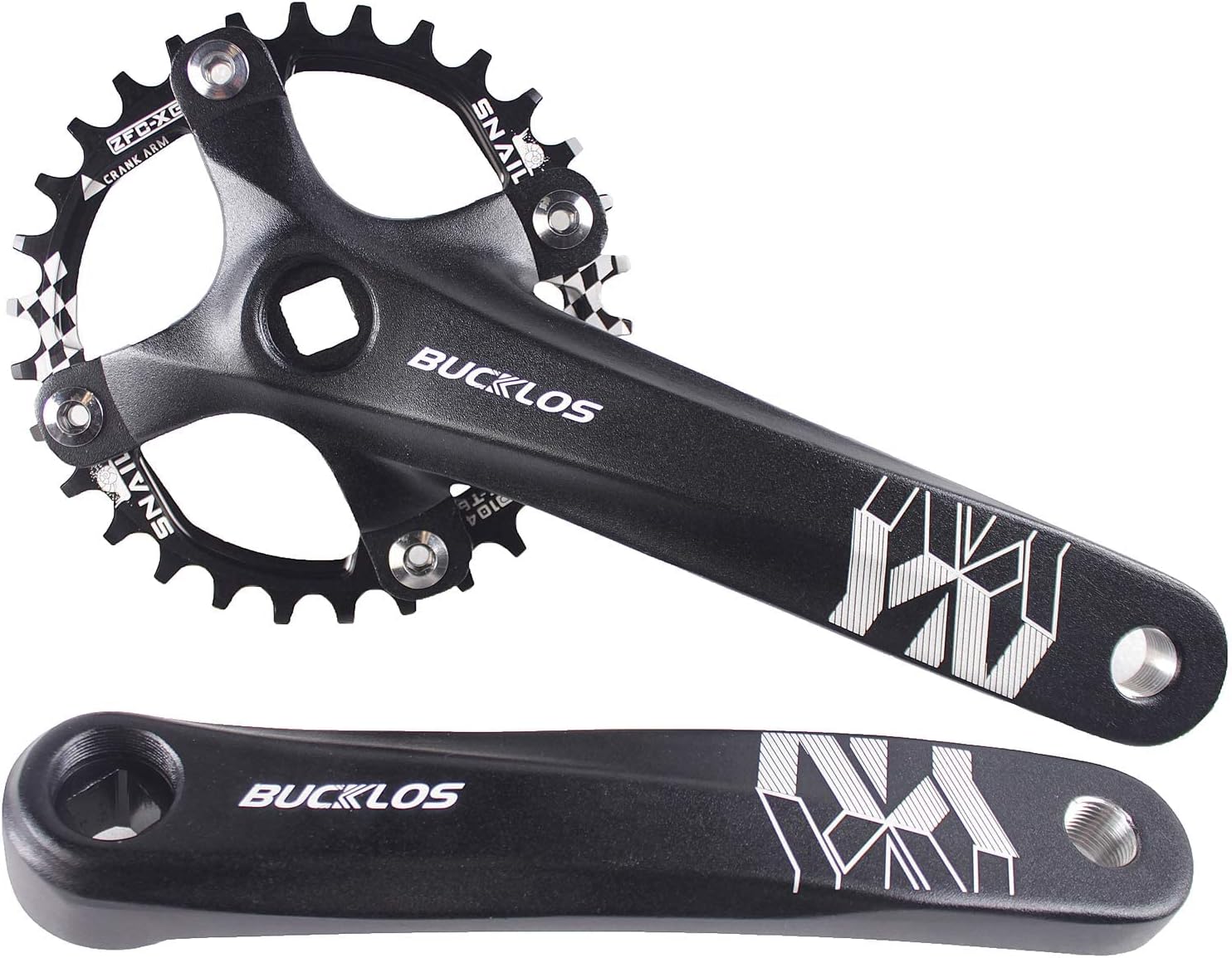 BUCKLOS 104 BCD 30T Mountain Bike Single Speed Crankset，170mm Square Taper Crankset with Narrow Wide Teeth Round Chainring（Six Color）,Bicycle Crank Arm Set