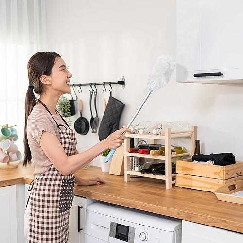 Miniatura 81 de Vesici 100 piezas de repuesto de plumero compatibles con Swiffer Dusters desechables a granel, repuesto grueso con 1 mango resistente para limpieza