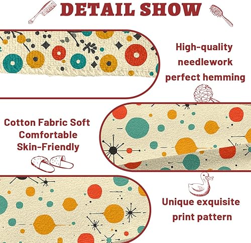 Miniatura 4 de Juego de 2 toallas de mano de mediados de siglo Fifties, modernos colores atómicos retro, toalla de baño, cocina, toalla ligera y transpirable para