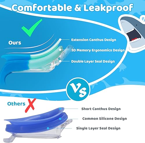 Miniatura 5 de Vvinca Kids Swim Goggles with Fabric Strap No Tangle Pain-Free, Anti-Fog Swimming Pool Goggle No Leak for Toddlers Girls Boys