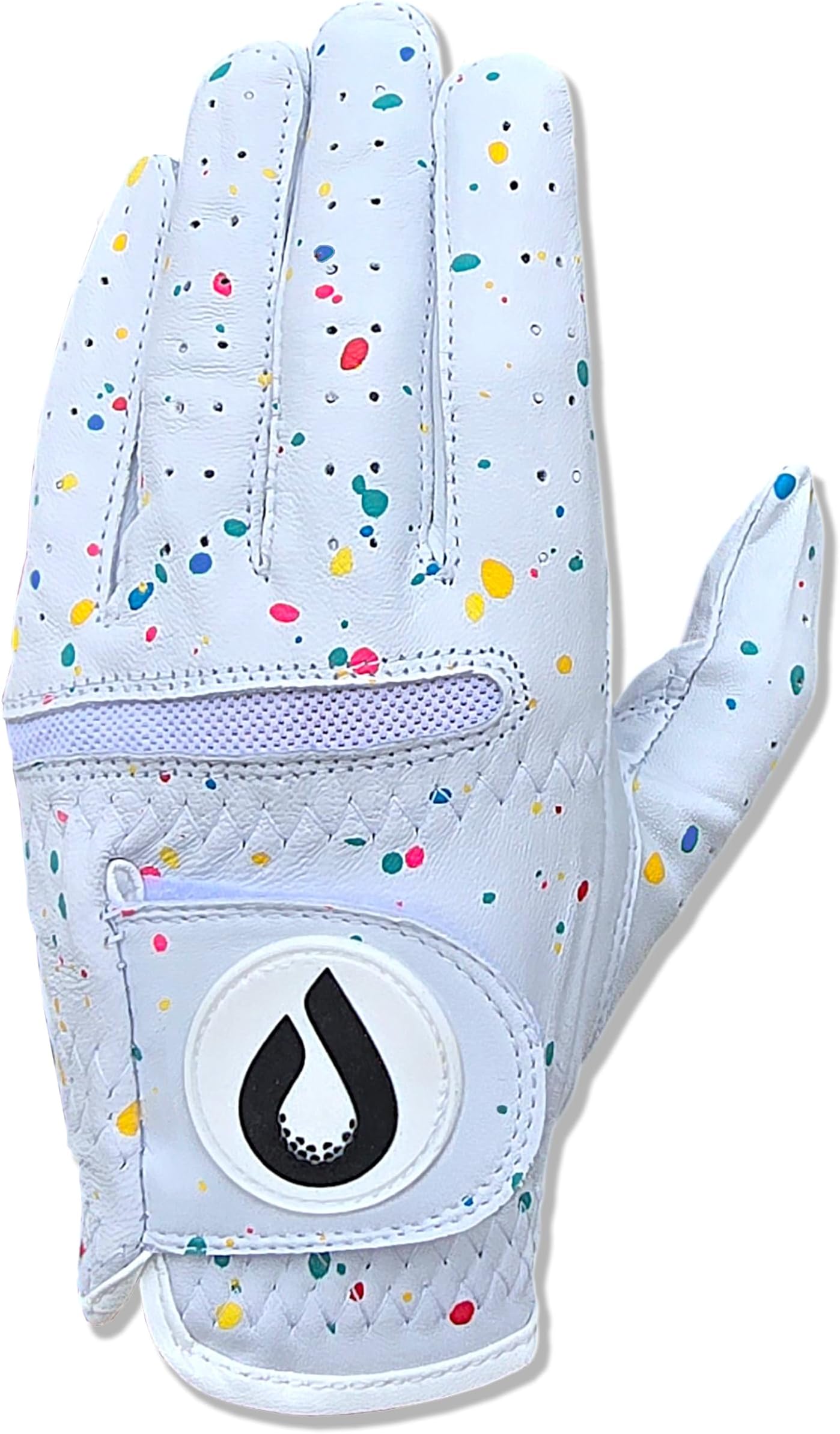 Drip Men's Youth Golf Glove - 100% Cabretta Leather Left Right Hand Golfer Weather Grip Pink White Blue Adult Size Small Medium Large XL XXL