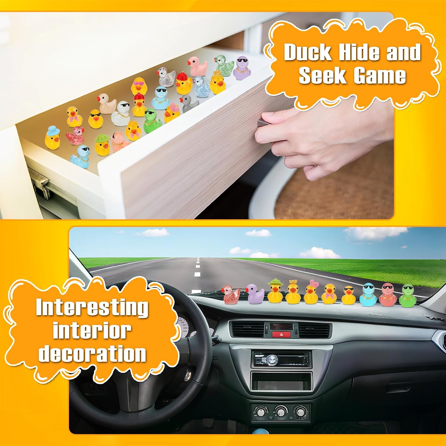 80 Pcs Mini Resin Ducks for Decorations, Tiny Duck Animals Figures to Hide