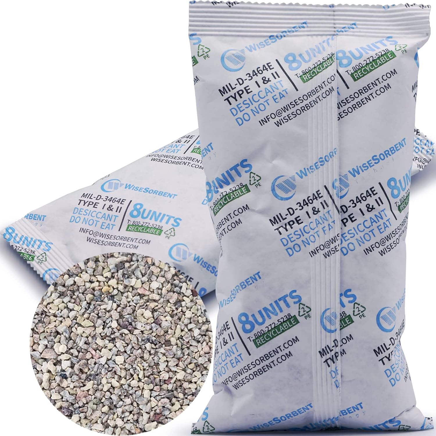 Wisesorb 8 Packs 8 UNITS Clay Dessicant Packets, Food Safe Dessicant Bucket Moisture Control, Montmorillonite Moisture Absorbers for Food Storage, Conforms to MIL-D-3463E Type I & II Absorbents