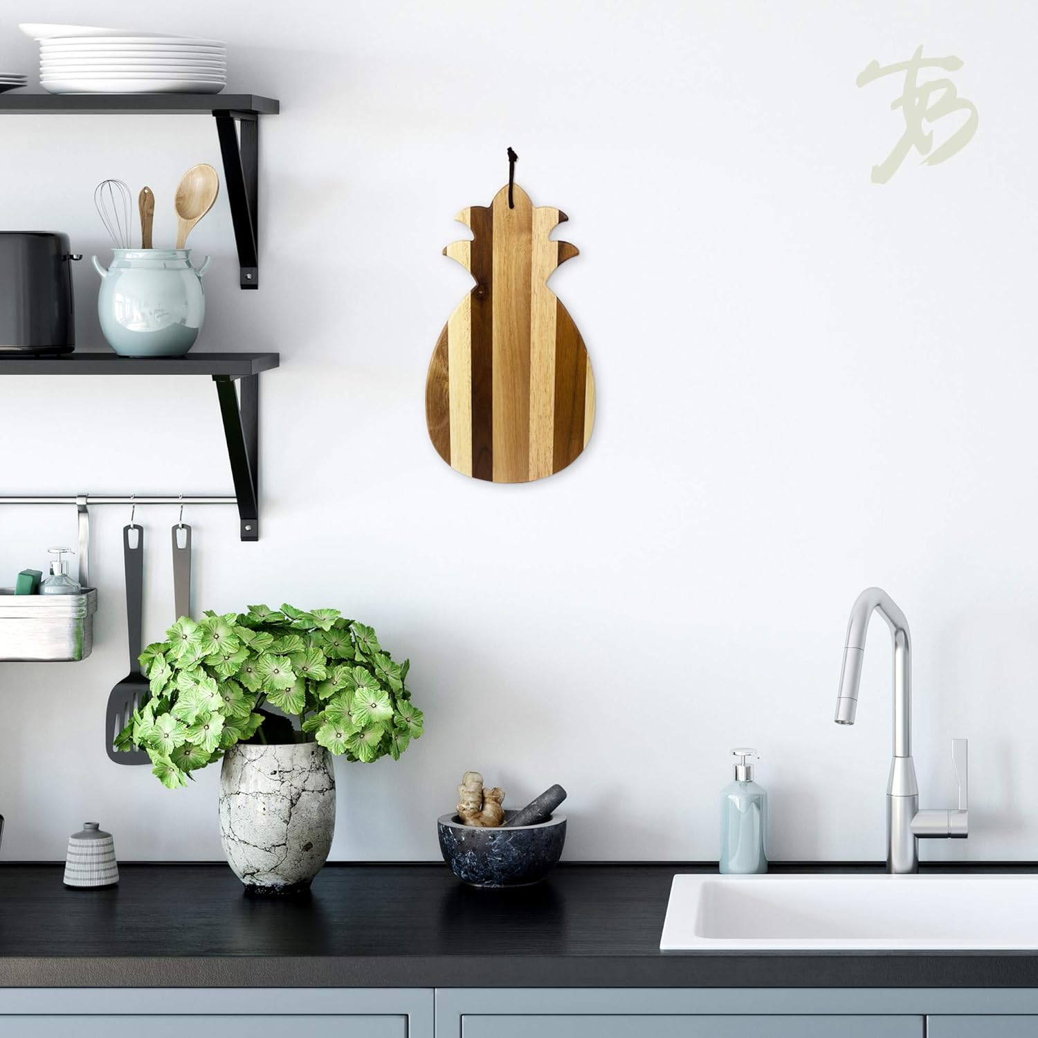 Totally Bamboo Rock & Branch Series Shiplap Pineapple Shaped Wood Serving and Cutting Board | Great for Wall Art 14-3/8" x 8" x 5/8" - Image 3