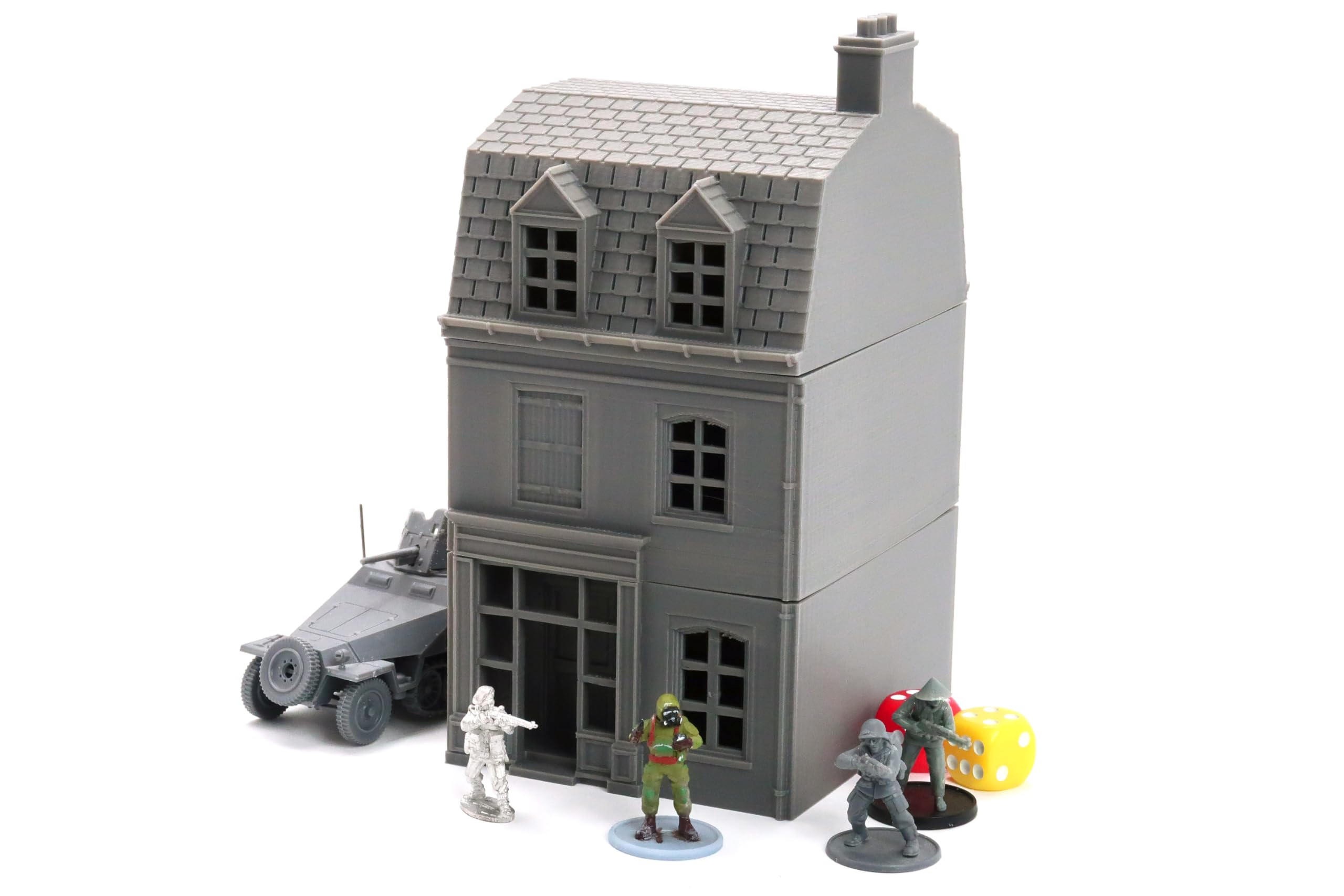 Normandia Casa a schiera con parte anteriore del negozio, stampa 3D WW2 da tavolo | 28 mm, 20 mm, 15 mm (28 mm)