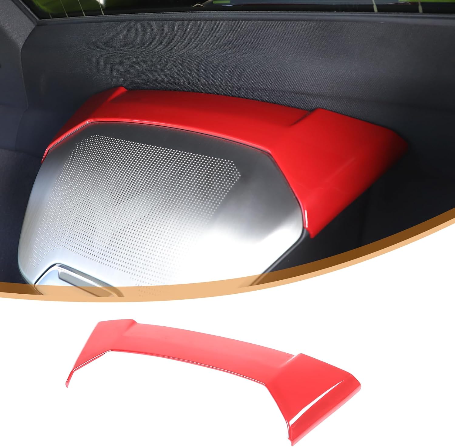 Back Seat Speaker Upon Cover Trim Compatible with Corvette C8 Stingray 2020-2025, Car Interior Decoration Accessories (Red)