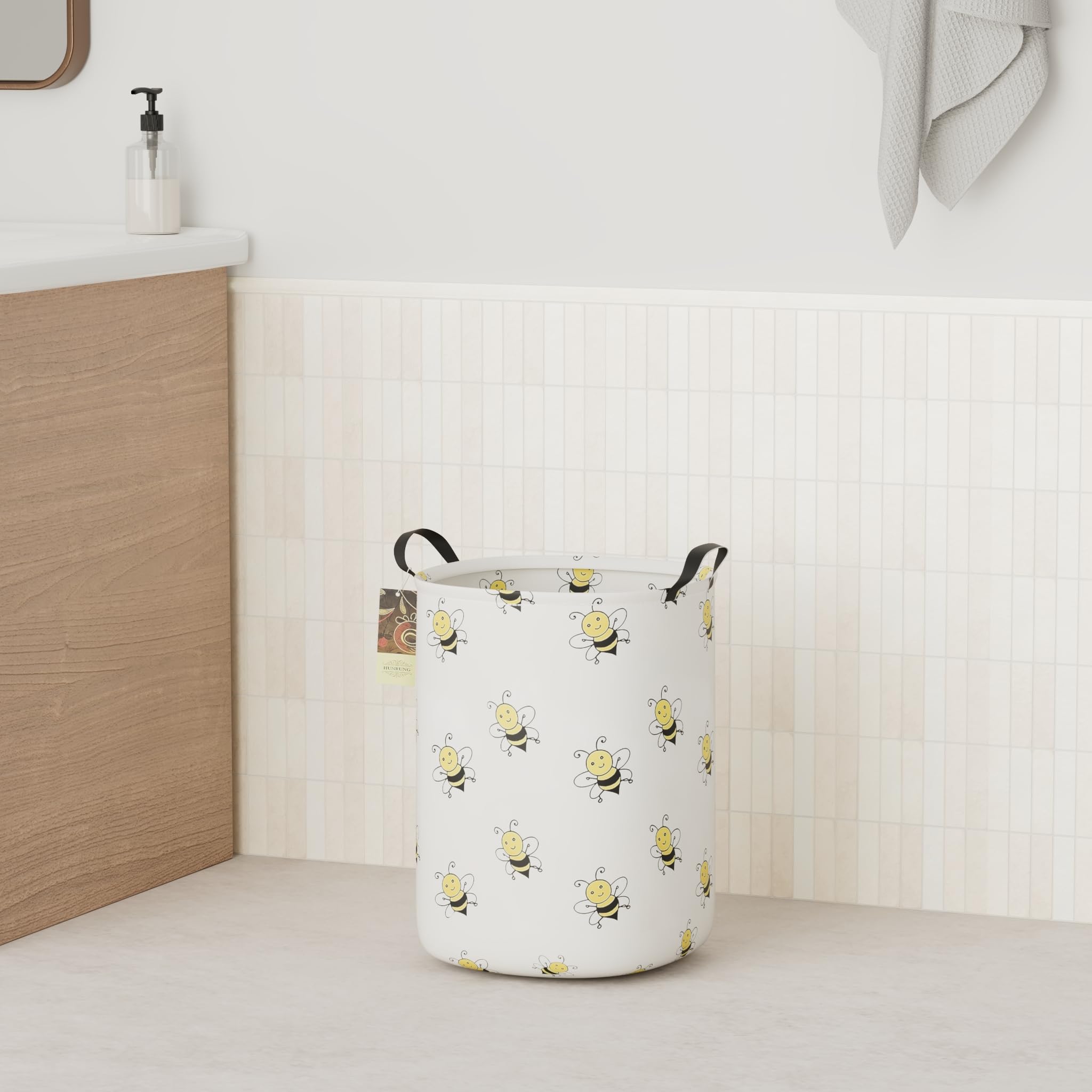Cesta Porta Biancheria Bambini 63L Pieghevole - Design Fiore E Farfalla - Foto 5