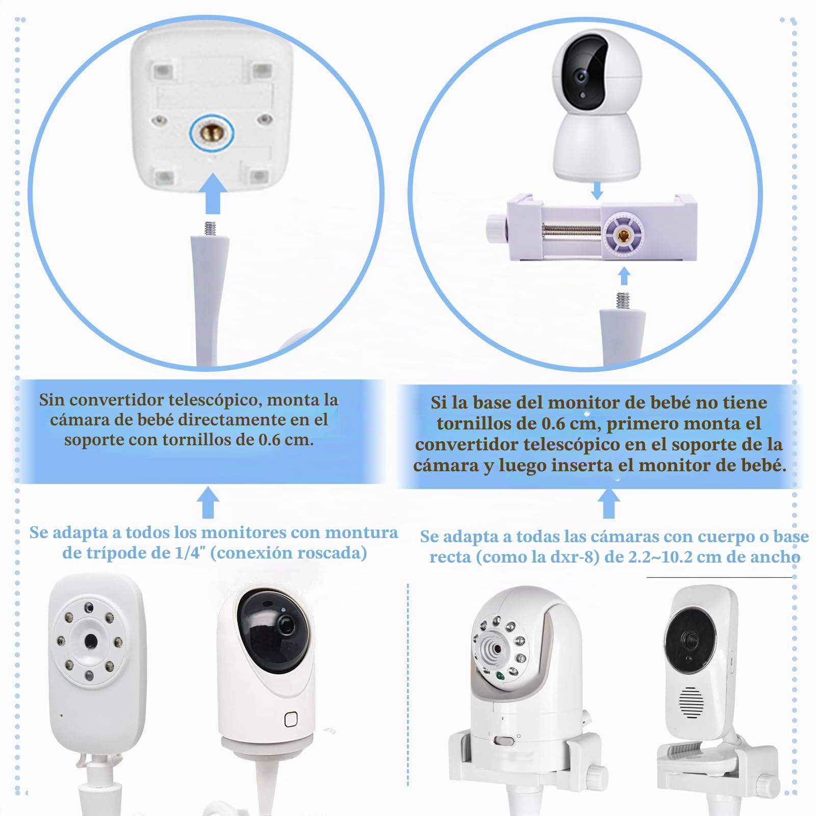 Raxfekro Soporte Universal para Vigilabebés con Clip para Cámara de Bebé, Compatible con la Mayoría de Monitores de Bebé para Cunas