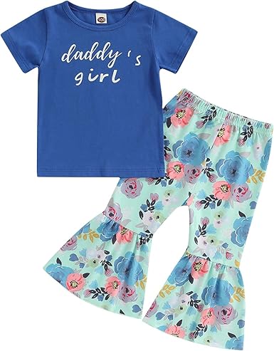 Amazon.com: Trajes acampanados para bebé niña pequeña con estampado floral,  pantalones de verano : Ropa, Zapatos y Joyería