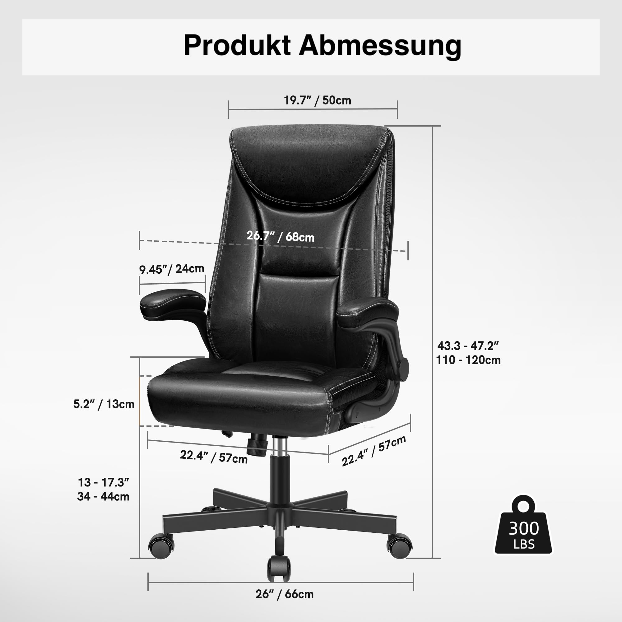 Fotel szefa, ergonomiczne krzesło biurowe z błyszczącej skóry PU, wysokie oparcie, 150 kg, krzesło do biurka z funkcją przechylania, do gabinetu, czarny