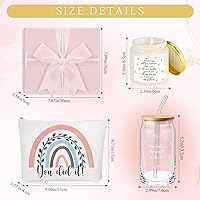 Vista 2 de Nuanchu Juego de 4 regalos de graduación para ella, regalos de felicitación 2025 para mujeres que creyó que podía de cristal, bolsa de maquillaje