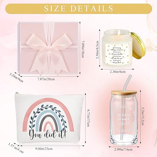 Miniatura 2 de Nuanchu Juego de 4 regalos de graduación para ella, regalos de felicitación 2025 para mujeres que creyó que podía de cristal, bolsa de maquillaje