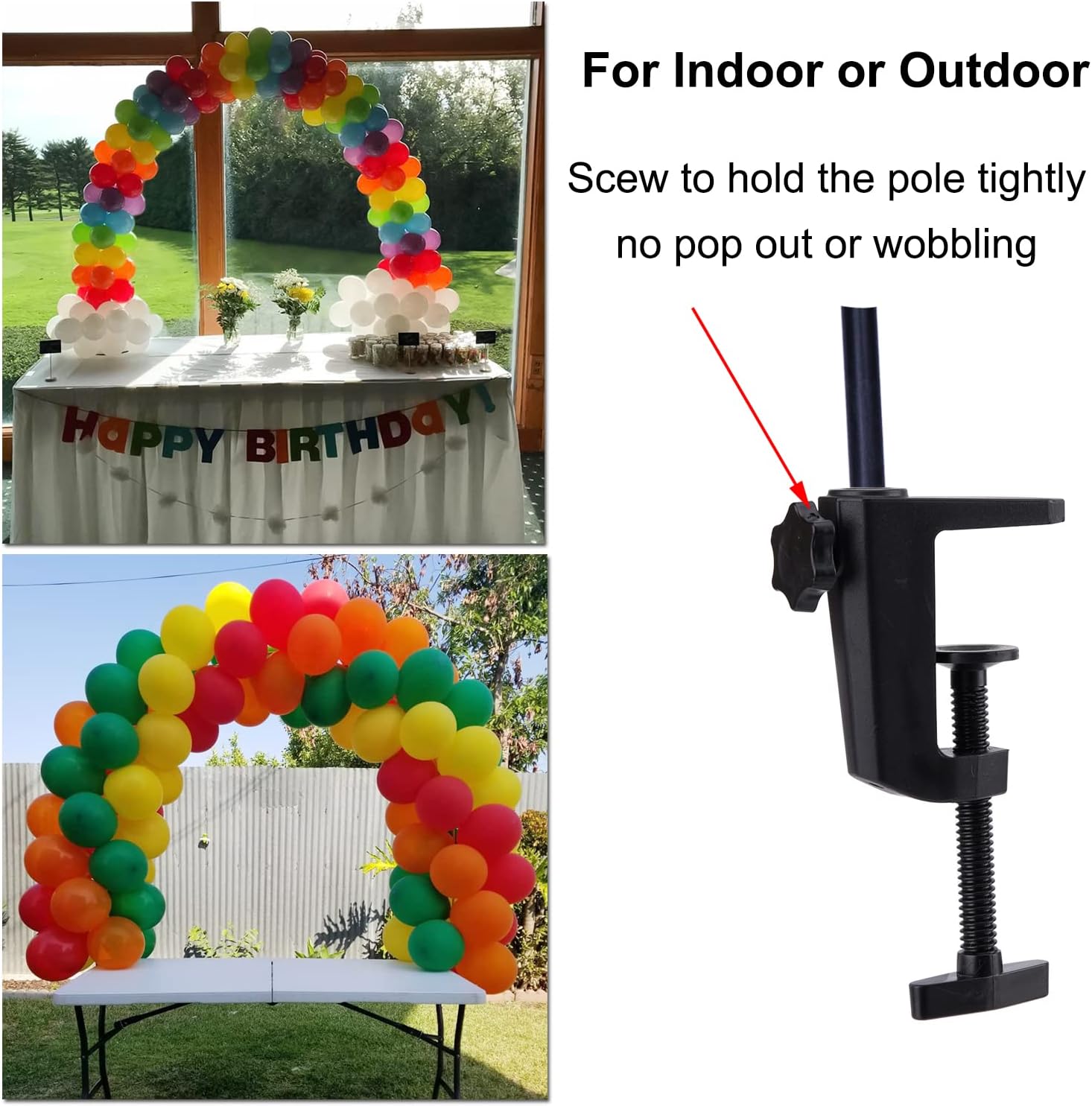 LEKUSHA 12ft Balloon Arch Kit with 1.9" Jaw Opening Clamp Fits for 5-8 Feet Long Table Great for Birthday, Baby Shower, Graduation, Wedding, Christmas Indoor Outdoor Party Supplies Decoration