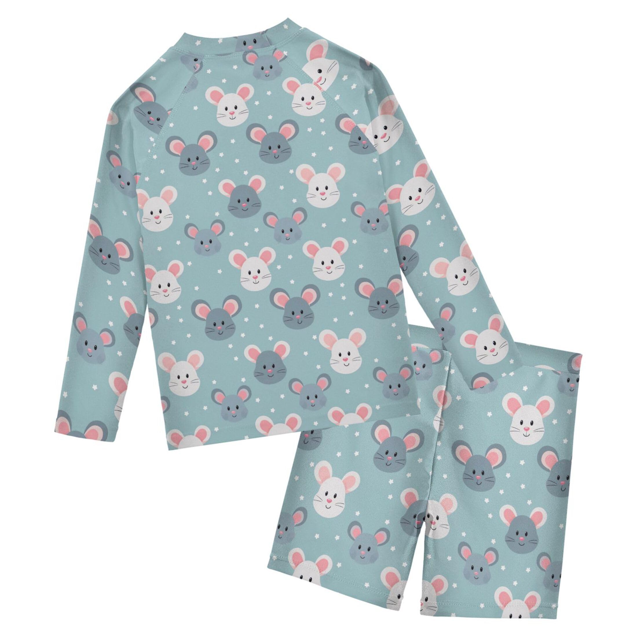 Rat Animal Cute Baby Boys' Toddler Long Sleeved Rashguard Swim Bathing Suit Set B0402860